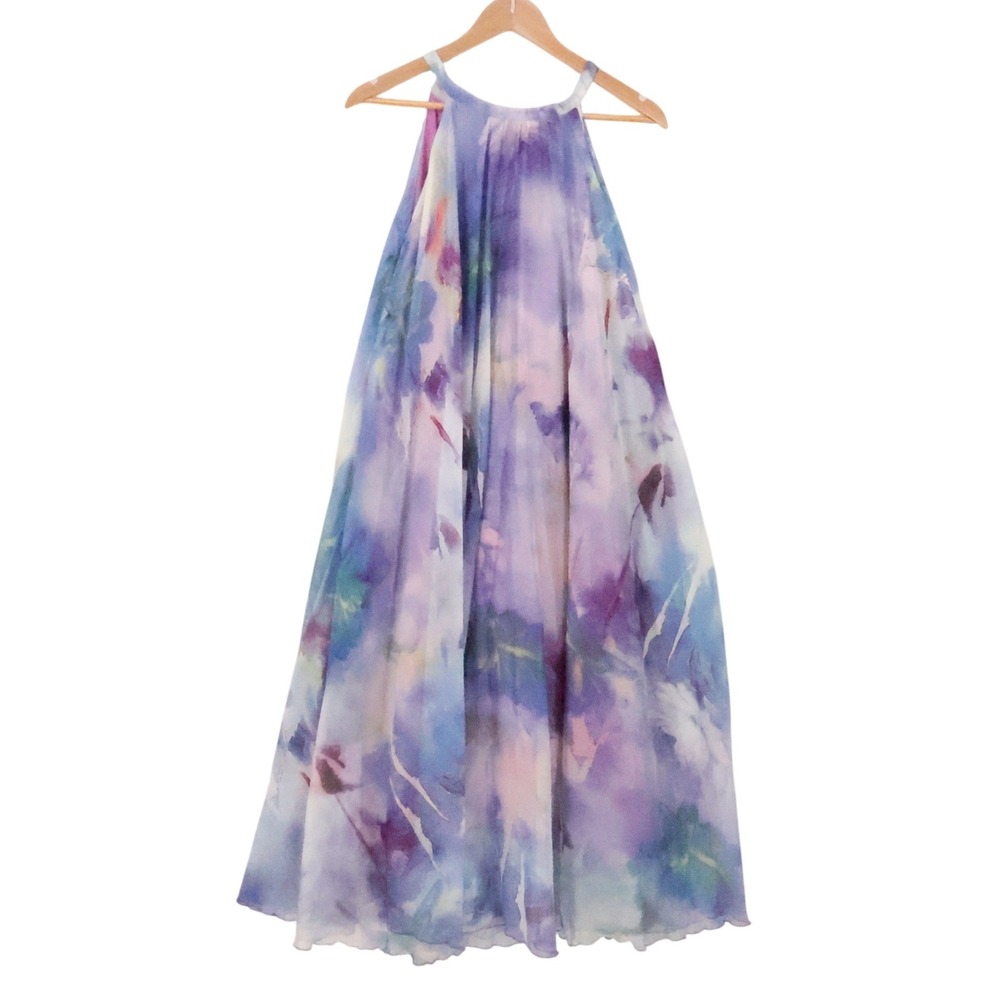 Chicwish Watercolor Floral Maxi Dress Womens Size S Wedding Guest Fairy Ethereal - Picture 2 of 14